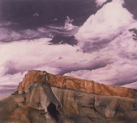 oil painting Wyoming butte and sky