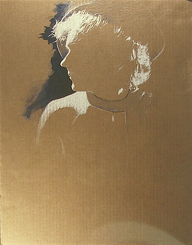 woman's portrait on cardboard