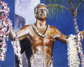 painting of surfer Duke Kahanamoku