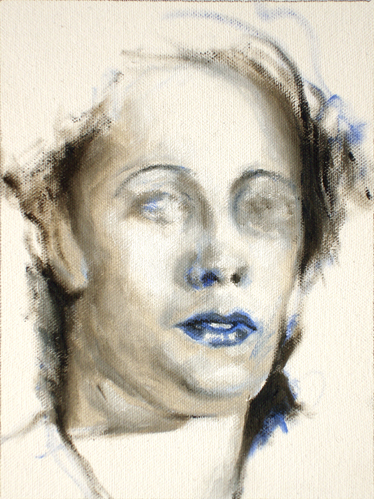 woman with blue lips