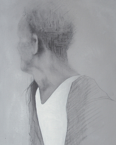 pencil drawing back of man's head