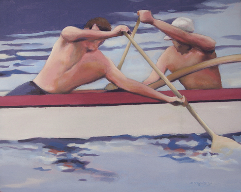 outrigger paddlers painting
