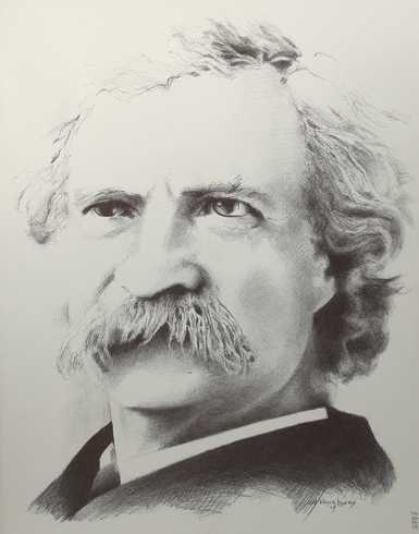 ballpoint pen drawing Mark Twain