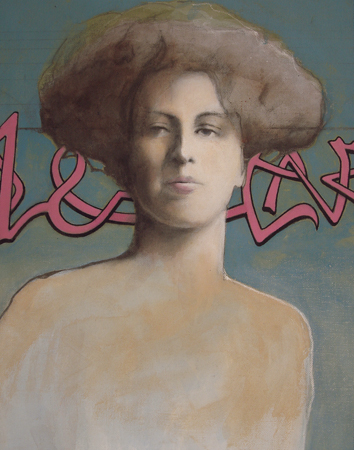 portrait woman with grafitti