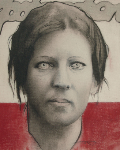drawing worried woman's portrait