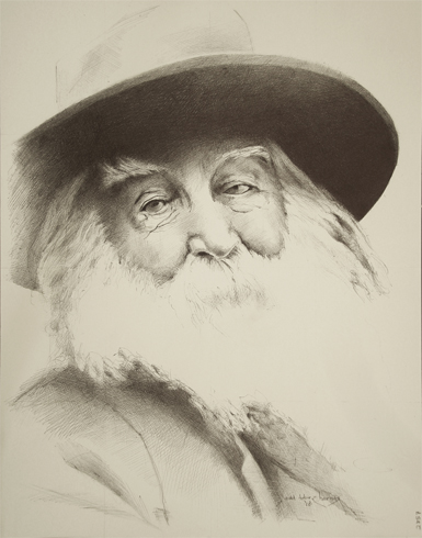 ballpoint pen portrait Walt Whitman