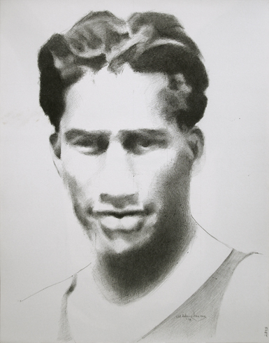 pen drawing Kahanamoku portrait