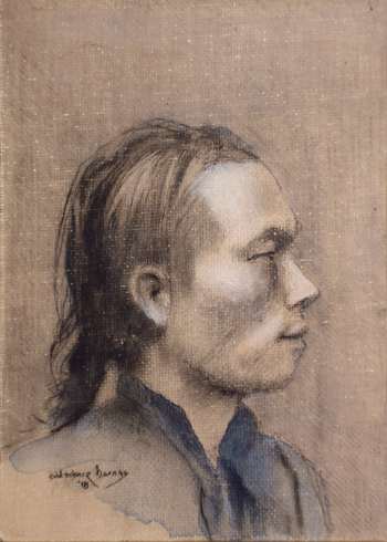 pencil drawing blue male profile