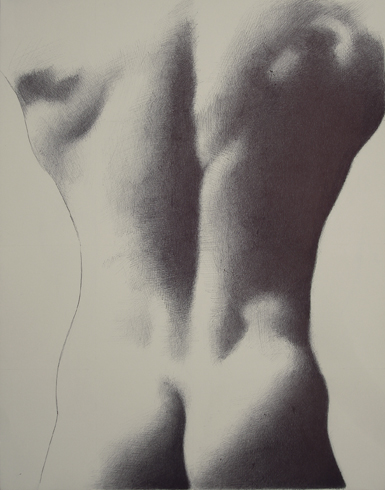 nude male figure ballpoint drawing
