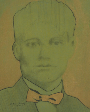 drawing young man portrait gold with stripes