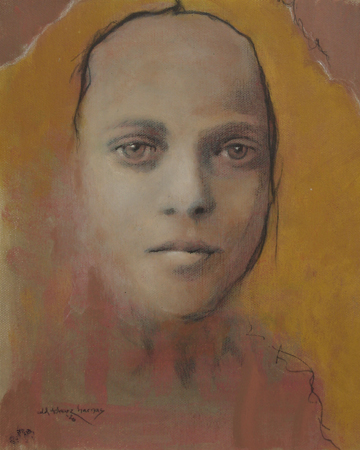 pencil portrait acrylic paint girl with golden hair
