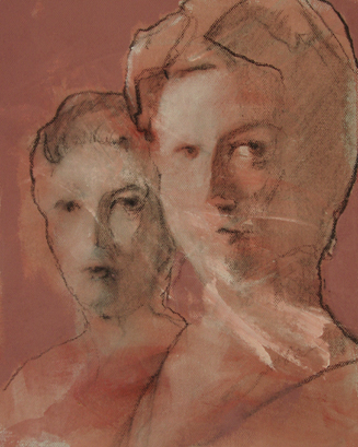 drawing two women's faces