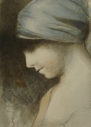 drawing woman's profile in repose