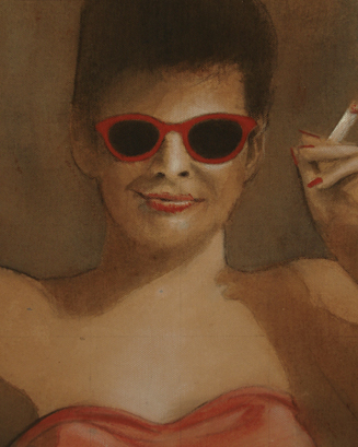 drawing portrait smoking woman with sunglasses
