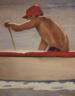 drawing painting outrigger paddler