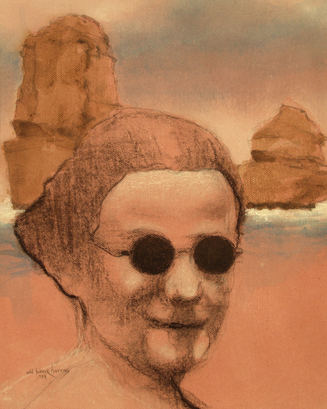 drawing of a woman with sunglasses