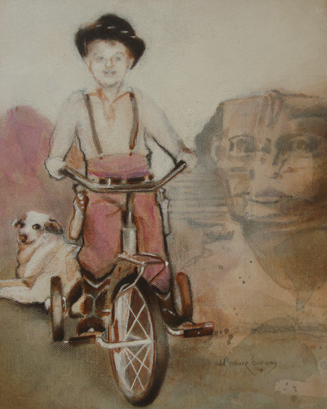 portrait child on a tricycle